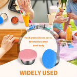 HASTHIP Salad Dressing Containers for Lunch and Travel with Leakproof Silicone Lids 40ml Stainless Steel Cups | Pink and Blue Reusable Set