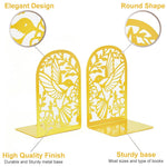 HASTHIP Bookends for Home and Office with Anti Slip Pads featuring Golden Metal Open Cut Design