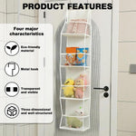 HASTHIP Over The Door Hanging Organizer for Pantry and Closet with 4 Shelves 30x15x130cm | Clear Pockets and Sturdy PP Board Design