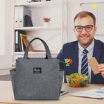 HASTHIP Lunch Bag for Office and School with 20×14×25cm Capacity featuring Full Zipper and Grey Oxford Fabric | Insulated Bento Box for Men Women Kids