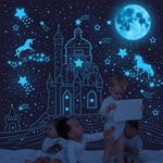 HASTHIP Glow in The Dark Unicorn Wall Decals for Kids Room with 893 Luminous Stickers | Non Toxic Waterproof Fairy Bedroom Decor