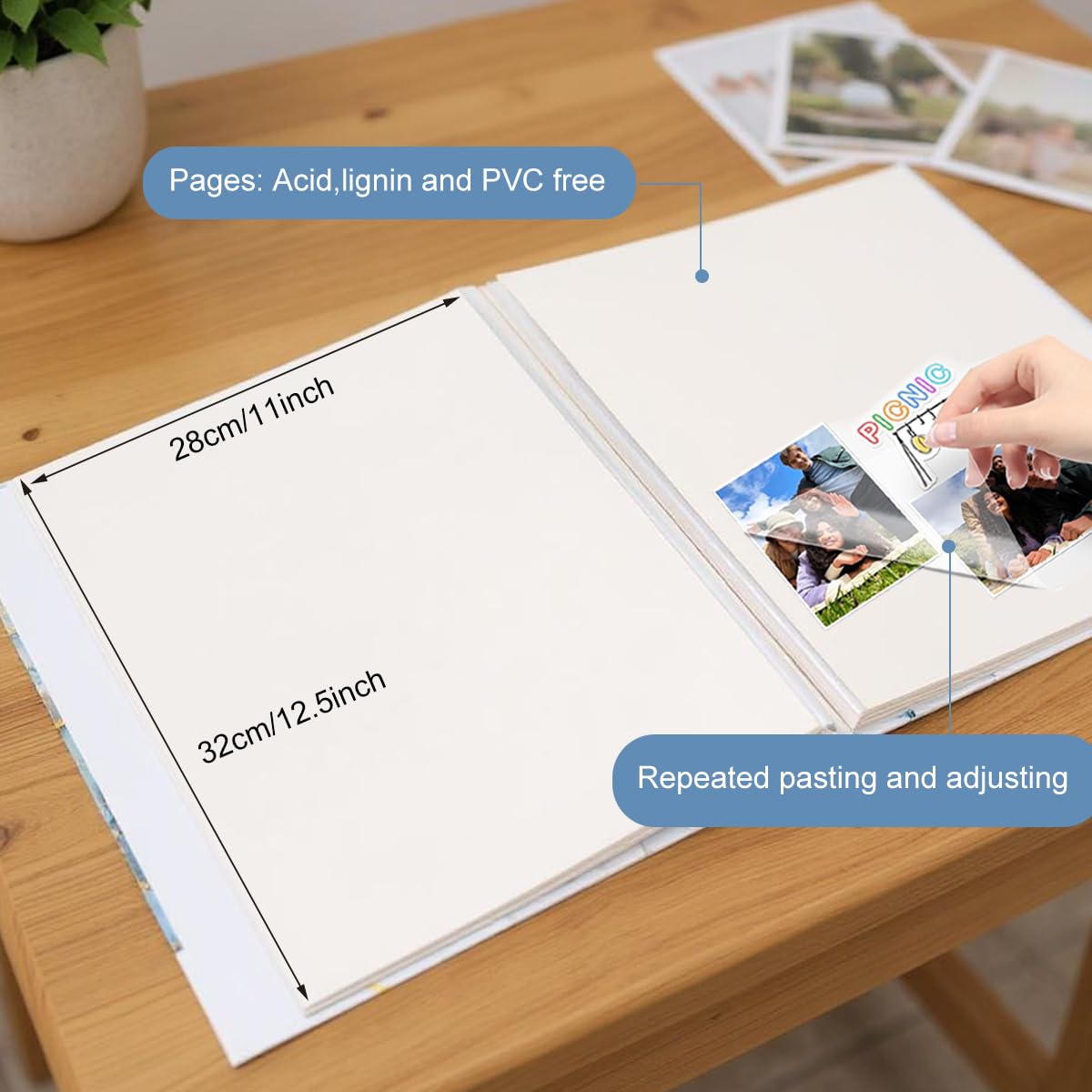 HASTHIP Photo Album for Family Memories with 40 Pages 14x13 in Self Adhesive Design | Marble Cover
