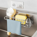 HASTHIP® Kitchen Sink Organizer No Drill Adhesive Stainless Steel Wall Wire Sink Rack Storage Organizer Dish Towel Rack Drain Rack 21.5x9x6 cm