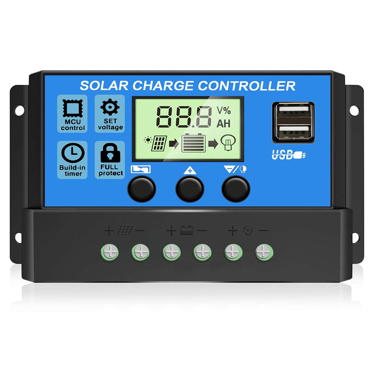 10A 12V 24V ABS Solar Panel Charger Controller Battery Regulator Dual USB LCD Display