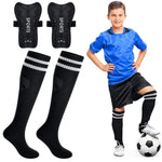 HASTHIP® Espinilleras y Calcetines de Fútbol 3 en 1 para Niños 10-15 Años,Calcetines Largos Deportivos Antideslizantes de Compresión 13.5 Pulgadas,Protector Pierna con Cojín EVA