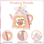 HASTHIP Paper Candy Bags for Party Favors with Ribbon Closure and Floral Teapot Design 12Pcs 3.35x3.35x4.13 in