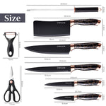 HASTHIP Kitchen Knife Set for Home Chefs with Ergonomic Handles and 9Pcs Stainless Steel Blades