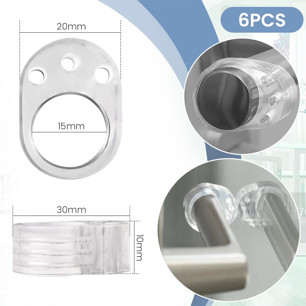 HASTHIP Door Knob Wall Protector for Bedrooms and Bathrooms 6 pcs with 18 mm Opening | Transparent PVC Buffers Prevent Handle Impact