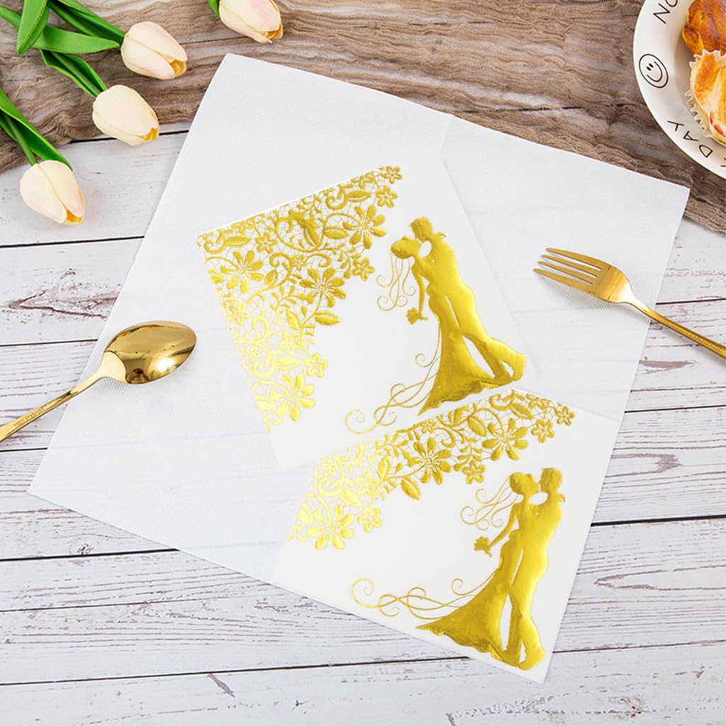 HASTHIP® 20Pcs Wedding Table Kitchen Napkins,Disposable Paper Napkins for Home & Wedding,12.9 inches Cocktail Easter Wood Pulp Tissues Bride