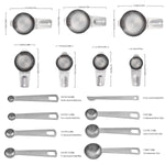 HASTHIP® 15-Piece Kitchen Measuring Cups & Spoons Set with 7 Cups, 7 Spoons, 1 Leveling Ruler & 2 Detachable Rings, Kitchen Gadgets for Cooking & Baking (Silver)