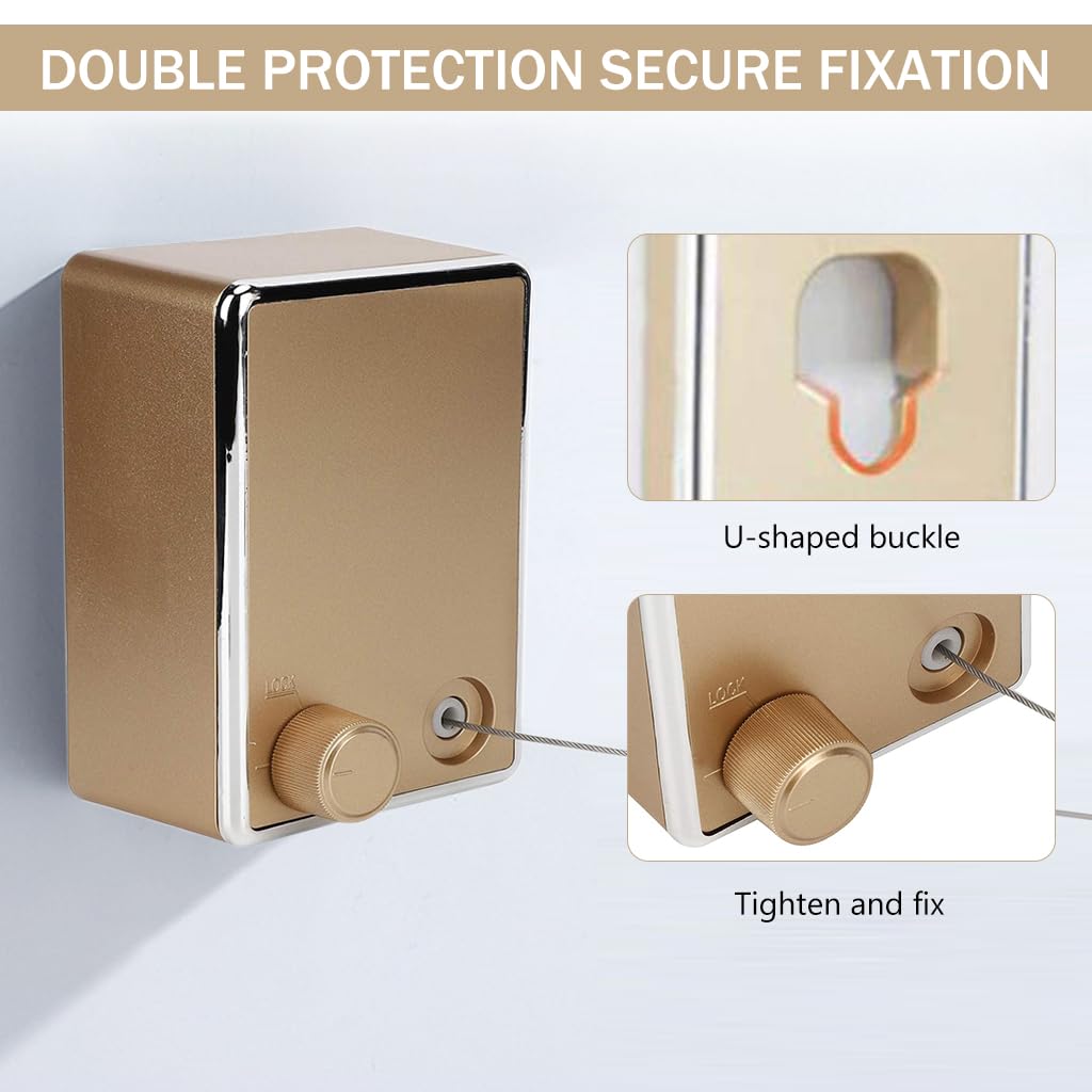 HASTHIP Retractable Clothesline for Indoor and Outdoor Drying with 13.7ft Adjustable Wire | 44lbs Load Stainless Steel PVC Coating