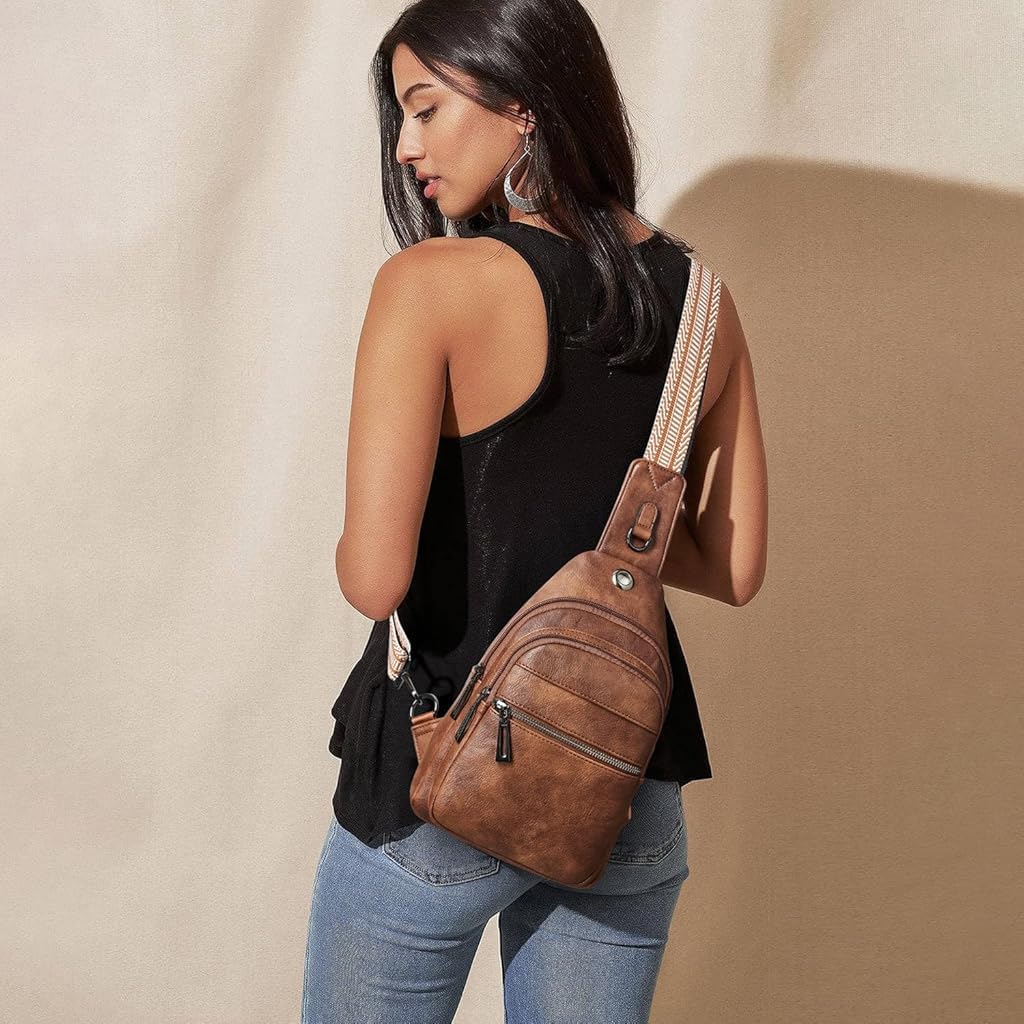HASTHIP® Sling Bag For Women Men Crossbody Shoulder Tote Blet Bags Backpack Fanny Pack Travel Purse Faux Leather