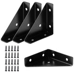 HASTHIP® 4Pcs Corner Braces Angle Brakets Steel L-Brackets 90°C Shelf Support Corner Braces, Triangle Furniture Right-Angle Joints Brackets, Corner Desk Connector for Bed Cabinet (Screws Not Included)