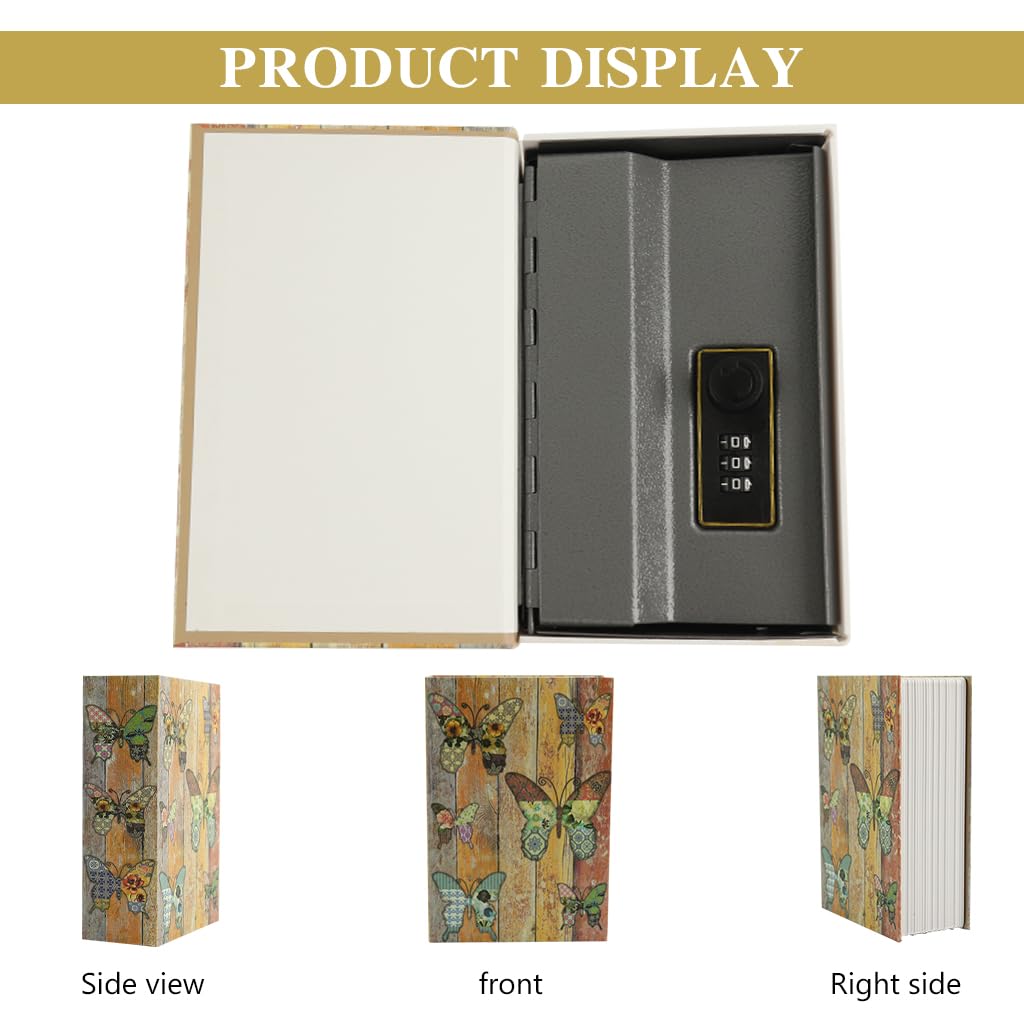 HASTHIP® Vintage Butterfly Metal Storage Box with Combination Lock, Safe Box Piggy Bank Office Personal Safe Box Diary Mini Lockerfor Cash Bills Piggy Bank Diary Office, 9.5"x6.2"x2.2"