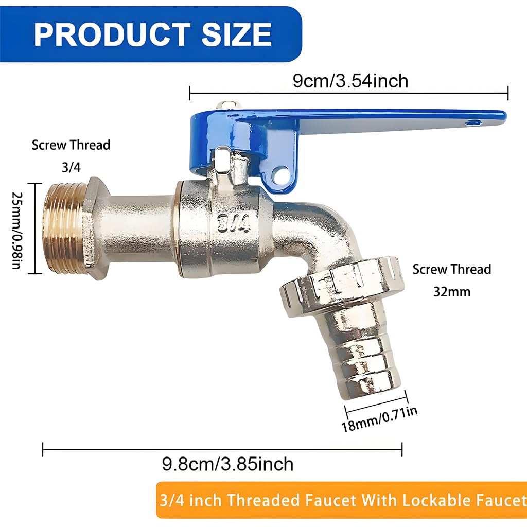 HASTHIP Water Faucet for Outdoor Spigots featuring 1/2 in Thread and Lockable Zinc Alloy Design