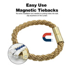 HASTHIP Brass Curtain Clips for Drapes with Strong Magnetic Hold 2 Pieces Gold | No Hook Needed