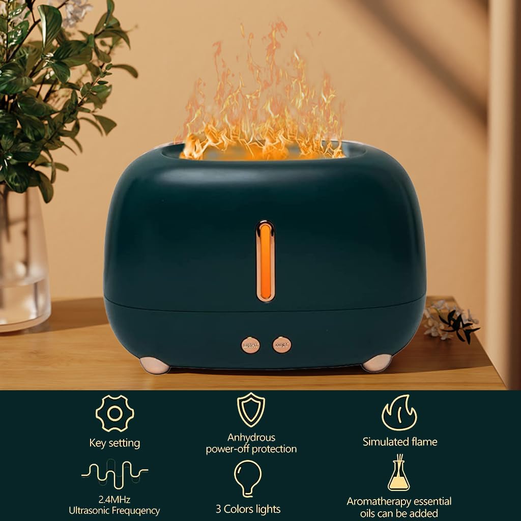 HASTHIP® Flame Ultrasonic Essential Oil Diffuser 250ml, Cool Mist Humidifier with 3-Color LED Light, Aromatherapy Scent Air Machine, Quiet Auto-Off, Room, Car, Home, Office, Aromatherapy Moisture Air