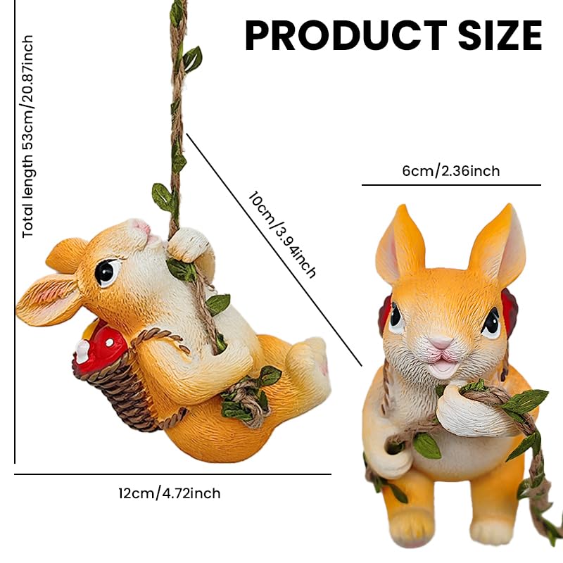 HASTHIP Cute Resin Climbing Bunny for Planters featuring Rope & Hook | Whimsical Home Decor