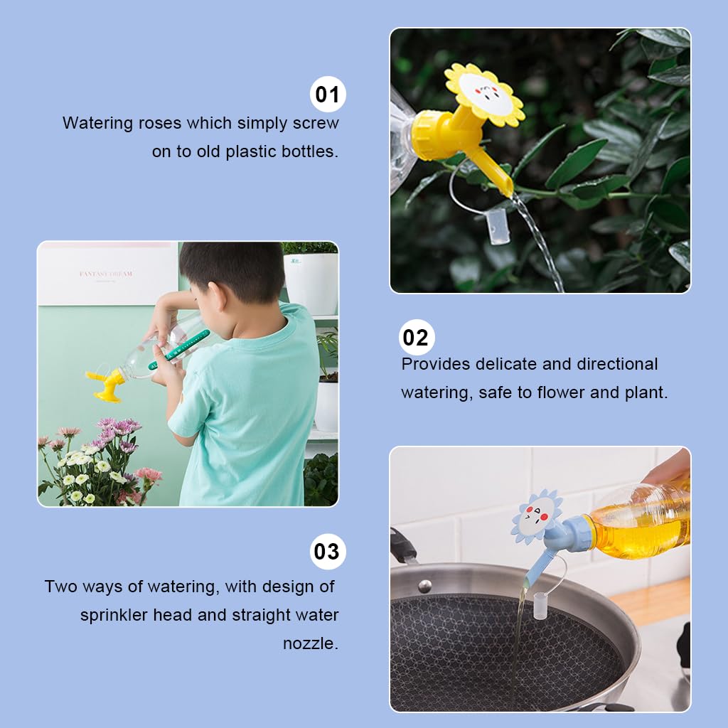 HASTHIP Water Sprinkler 4Pcs for Indoor and Outdoor Plants with Dual Head 2-in-1 Nozzles | Fits Most Reusable Bottles