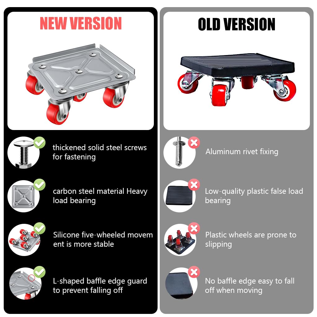 HASTHIP Furniture Lifter for Moving Heavy Furniture with 700kg Capacity and 5 Wheel Design | Carbon Steel Dolly Set