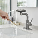 HASTHIP Waterfall Bathroom Sink Faucet for Modern Basins with 4 Modes 360° Rotation Gray