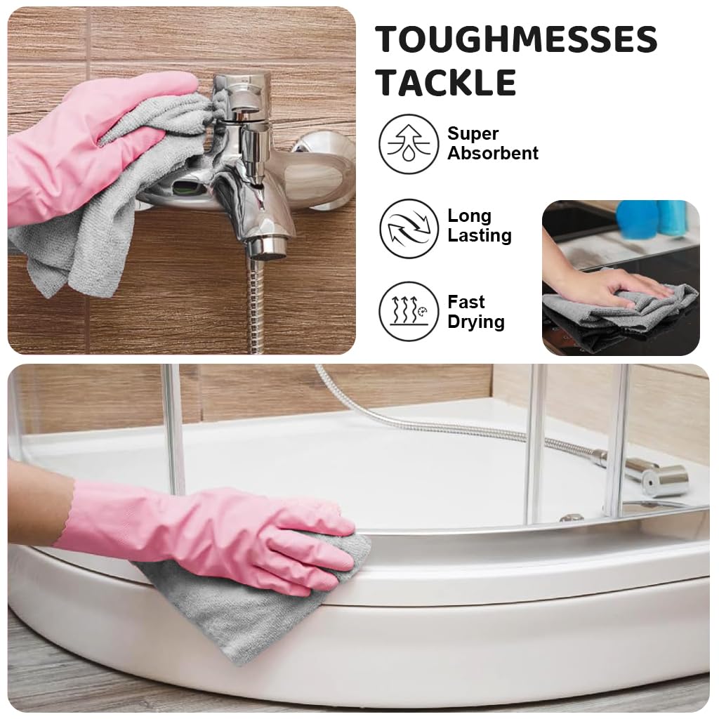 HASTHIP Microfiber Cleaning Cloth Roll 100 pcs with Pre Cut Tear Away Sheets for Kitchen Use