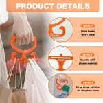 HASTHIP Shopping Bag Handle for Carrying Multiple Bags with Dual Hooks and 100lbs Capacity | Orange