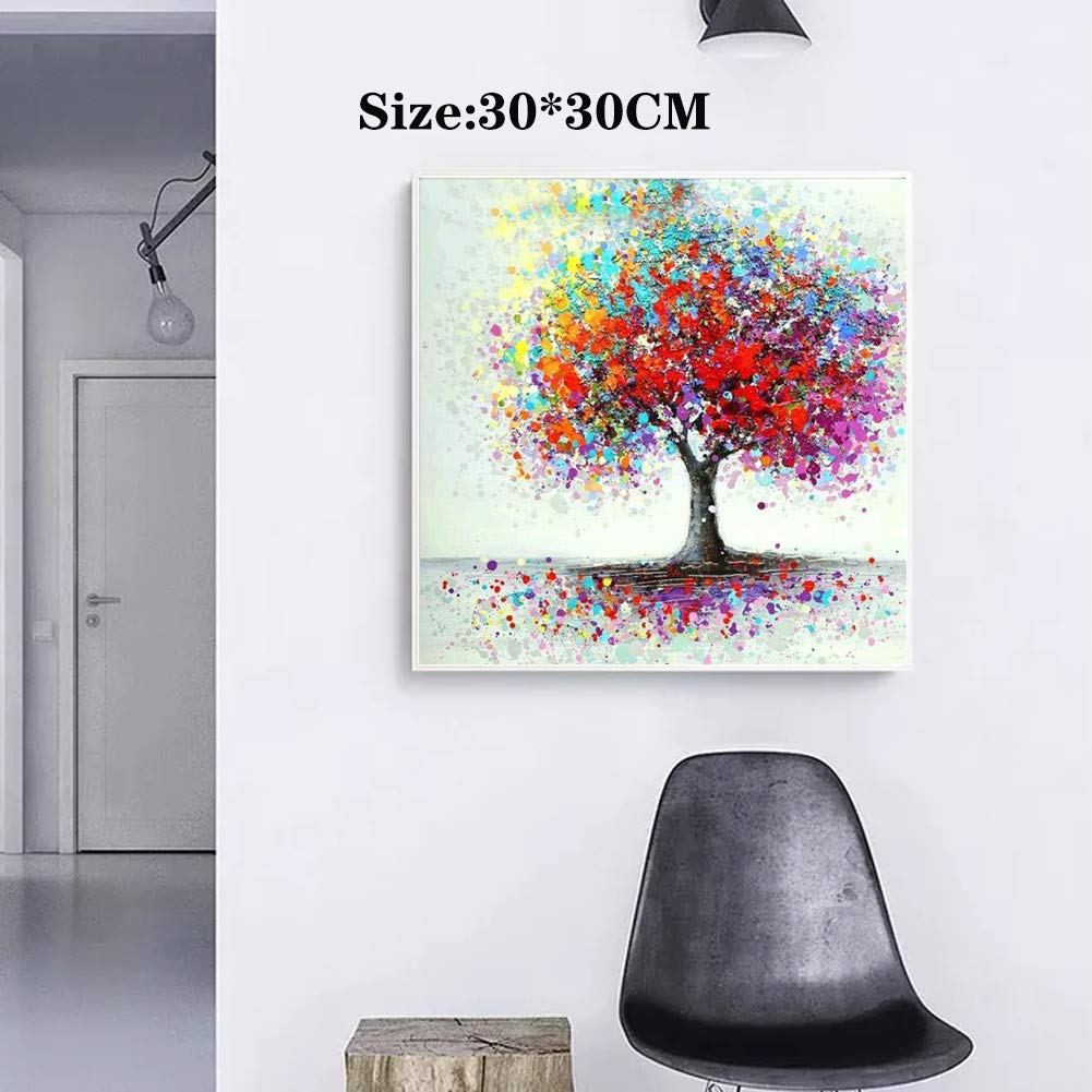HASTHIP DIY 5D Full Drill Diamond Painting, Rhinestone Pasted Cross Stitch Blue Owl Pattern for Home Wall Decoration (Colorful Tree)