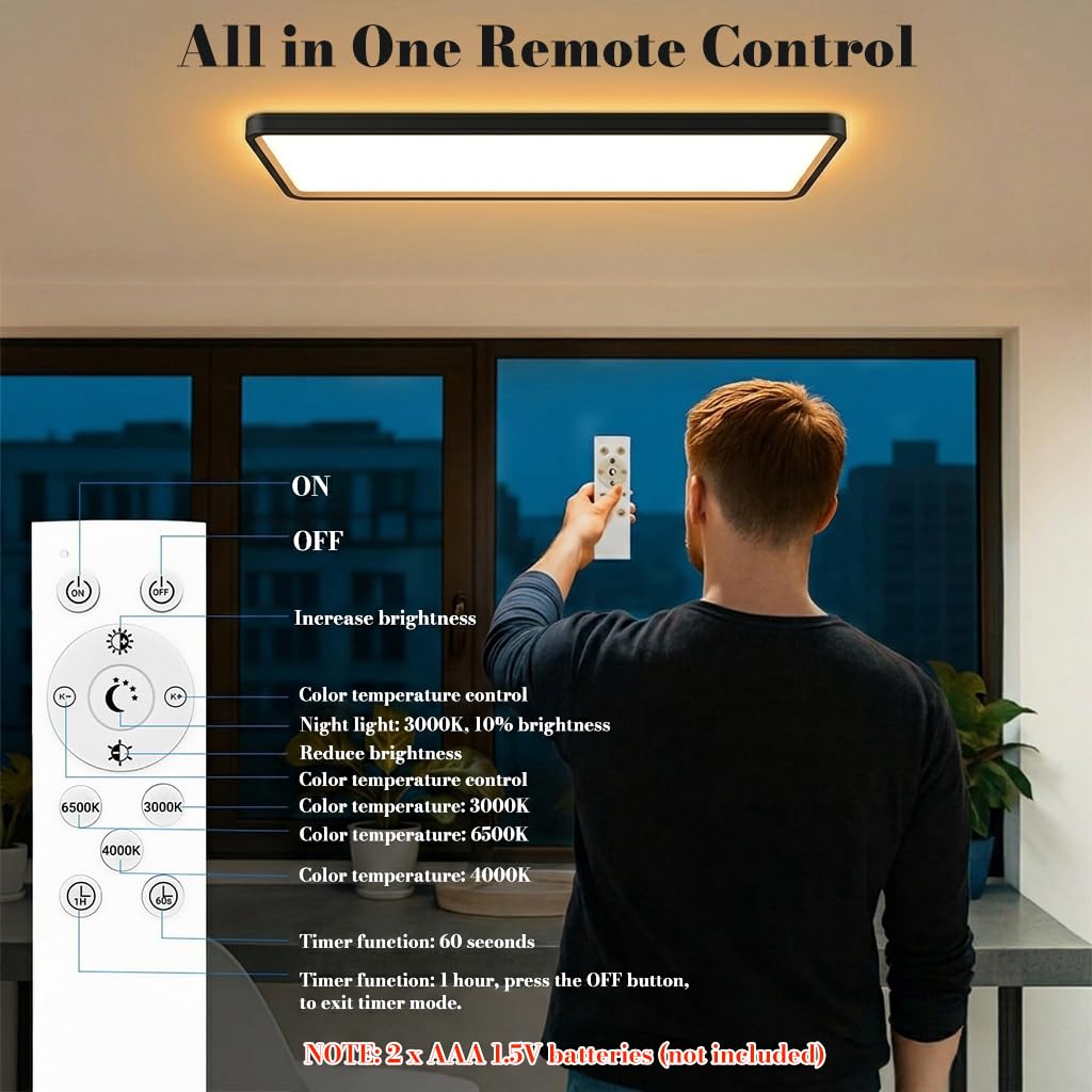 Hasthip 48W LED Ceiling Light with Remote Control & Dimmable Design