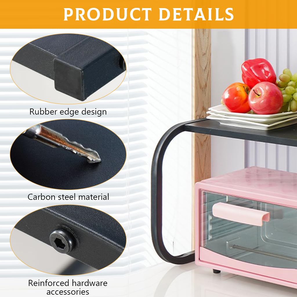 HASTHIP Storage Shelf for Microwave Oven with 110lbs Capacity and Adjustable Carbon Steel Frame | Space Saving Kitchen Rack