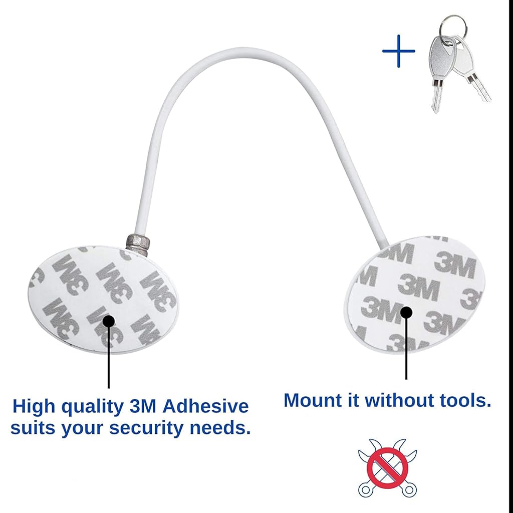 HASTHIP® SafetyGuard Child Safety Lock for Cabinets, Cupboards, Fridge & Freezer, 2 Keys Included, Adhesive Residue-Free, White Childproof Lock for Home Security