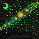 HASTHIP Glow in The Dark Wall Stickers for Kids Room with 520 pcs Solar System Set | Self Adhesive Fluorescent Green Decoration