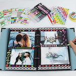 HASTHIP® DIY Scrapbook Photo Album Kit for Couple Special Our Adventure with Pens Washi Tapes Stickers 60 Pages Hardcover 8.5x11 Inches 3 PCS