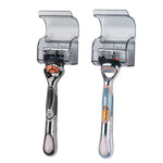 HASTHIP® Razor Holders with Cover - 2 Pcs Plastic Wall Hooks for Hanging Razor Self Adhesive Waterproof Razors Rack for Bathroom -Grey
