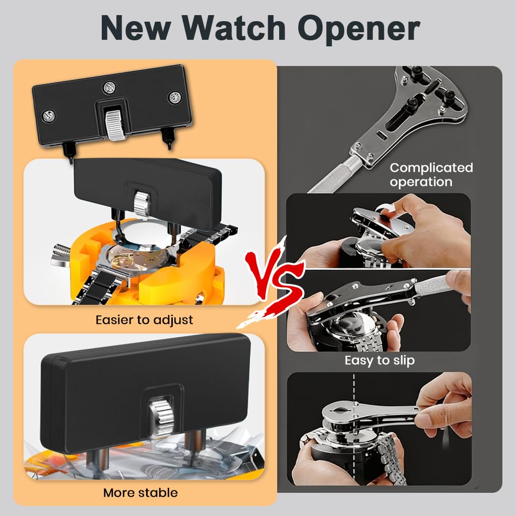 HASTHIP Watch Repair Kit with Watch Press, Case Back Opener & Link Remover