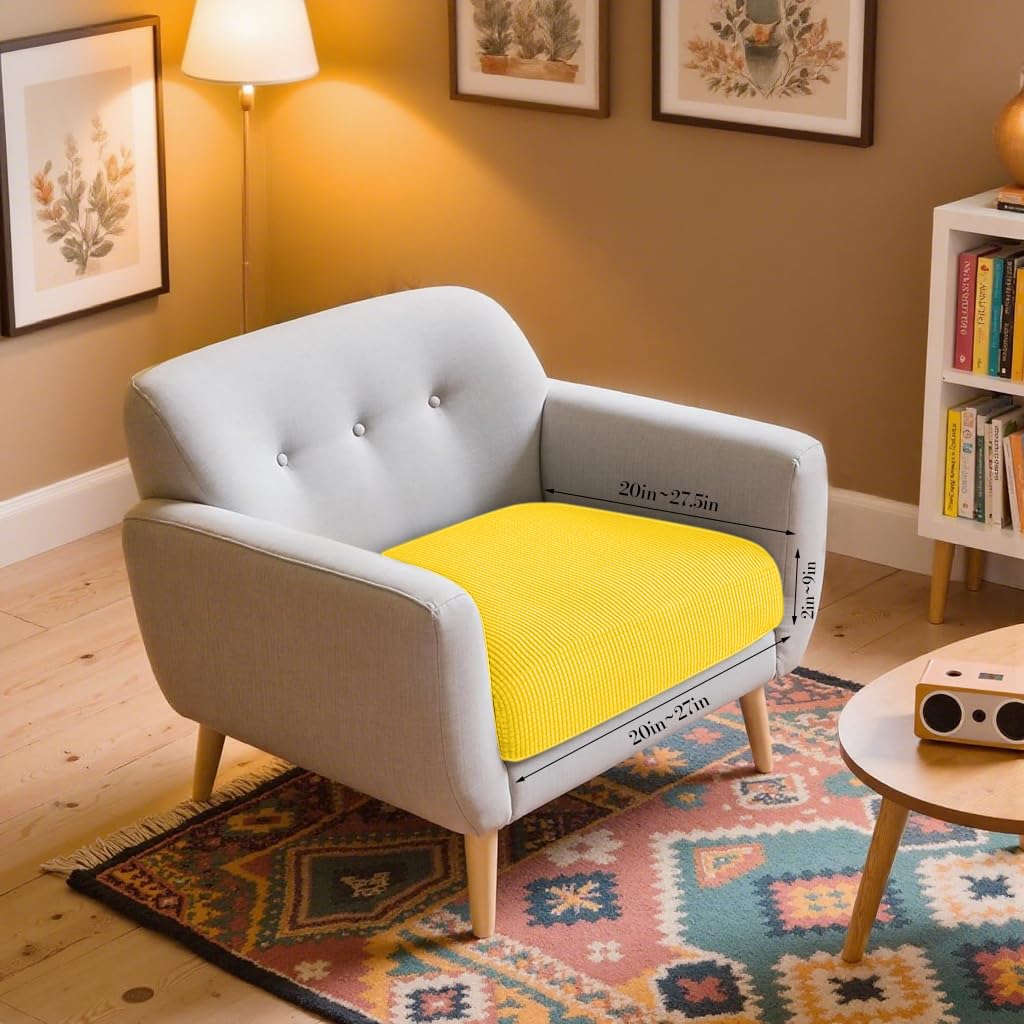 HASTHIP Sofa Seat Cushion Slipcover for Sofa and Meditation Mat 50–70cm with Stretchy Slip‑On Fit in Yellow
