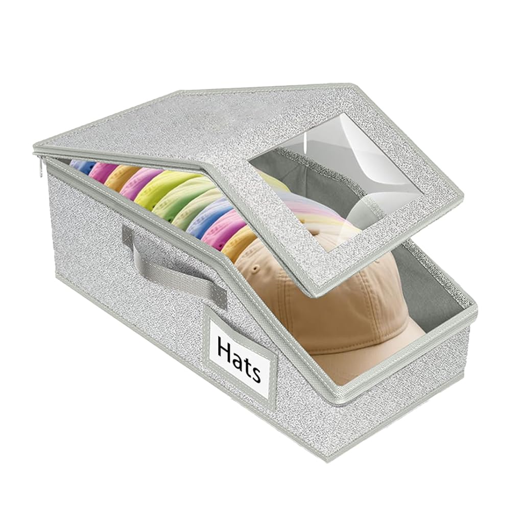HASTHIP Multi Caps Storage Box for Collectors with Zip-up Roof and Clear Window 42x22x17cm