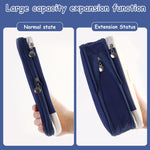 HASTHIP Pencil Pouch for School and Office with Double Zipper Compartments 22x11 cm | Navy Blue Nylon Case