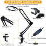HASTHIP Desk LED Magnifier for Reading and Repairing with 10X Lens and Flexible Arm | 3‑Color USB Lamp