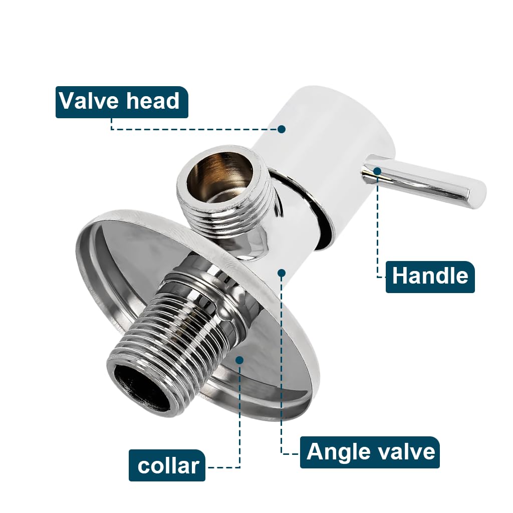 HASTHIP Angle Valve for Bathroom with Copper Core Switch and G1/2 Compatibility | 4 Pack Stainless Steel