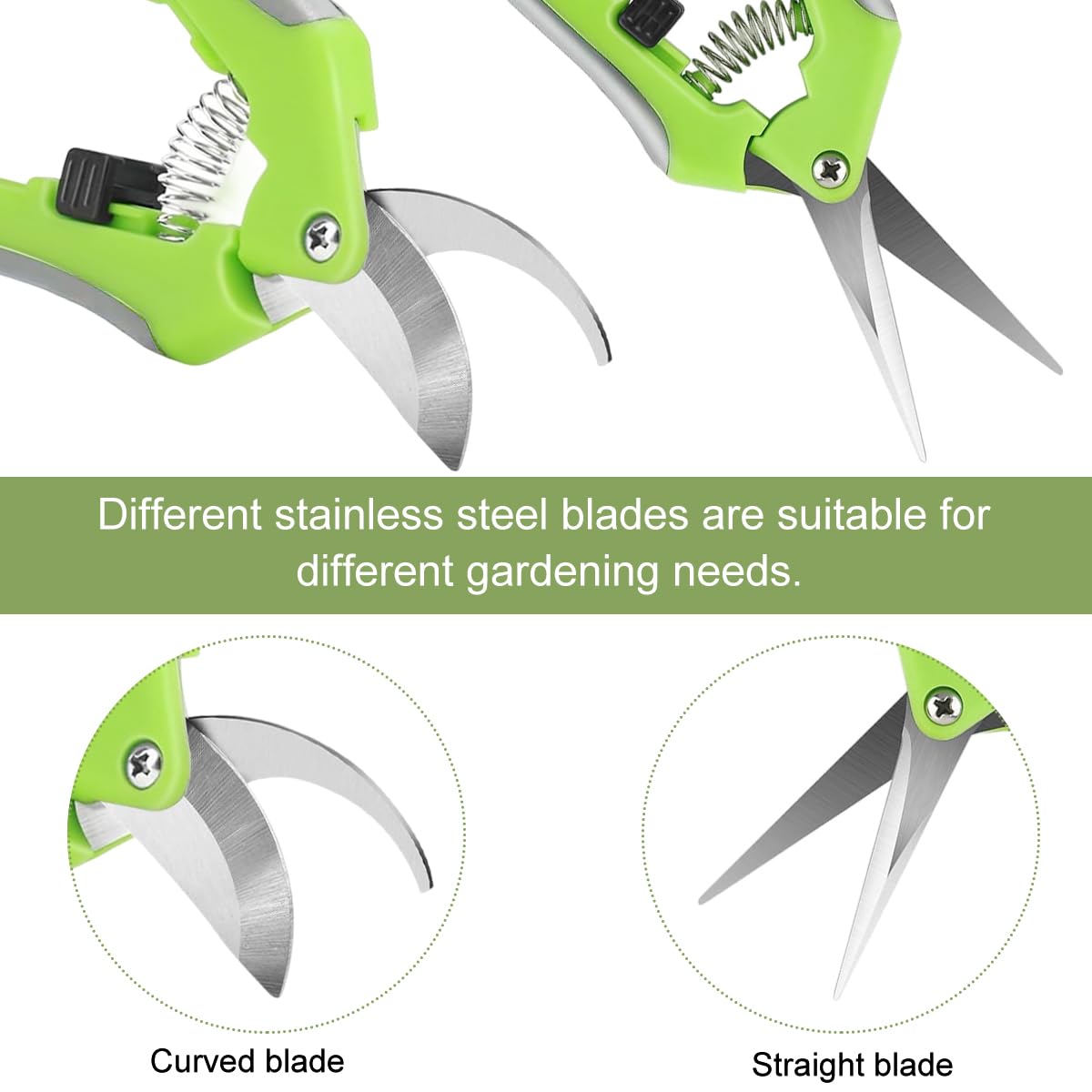 HASTHIP® 2Pcs Pruning Shears 6.6'' Garden Snip Shear Bypass Shears Stainless Steel Gardening Pruning Shears Scissor Spring Loading Labor Saving Garden Snip with Safety Lock for Flower Pot, Vegetable