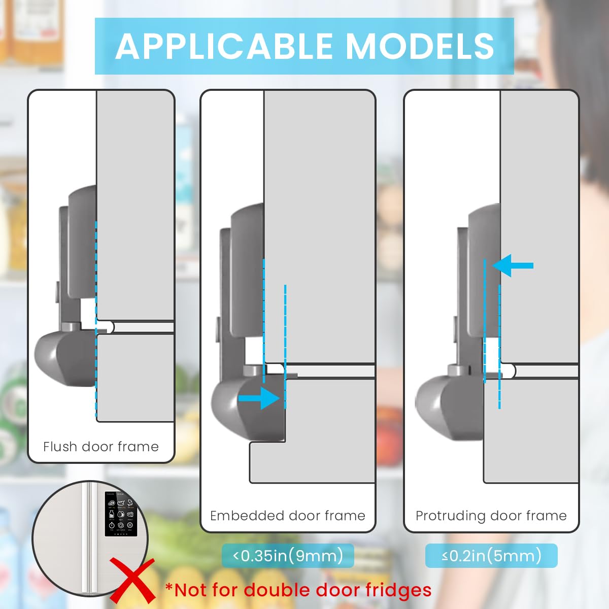 HASTHIP® Fridge Locks Child Proof Baby Proofing Products Easy Cabinet Door Lock Baby Safety Products Refrigerator Single Door Self-Adhesive Fridge Lock Kitchen Accessories Items