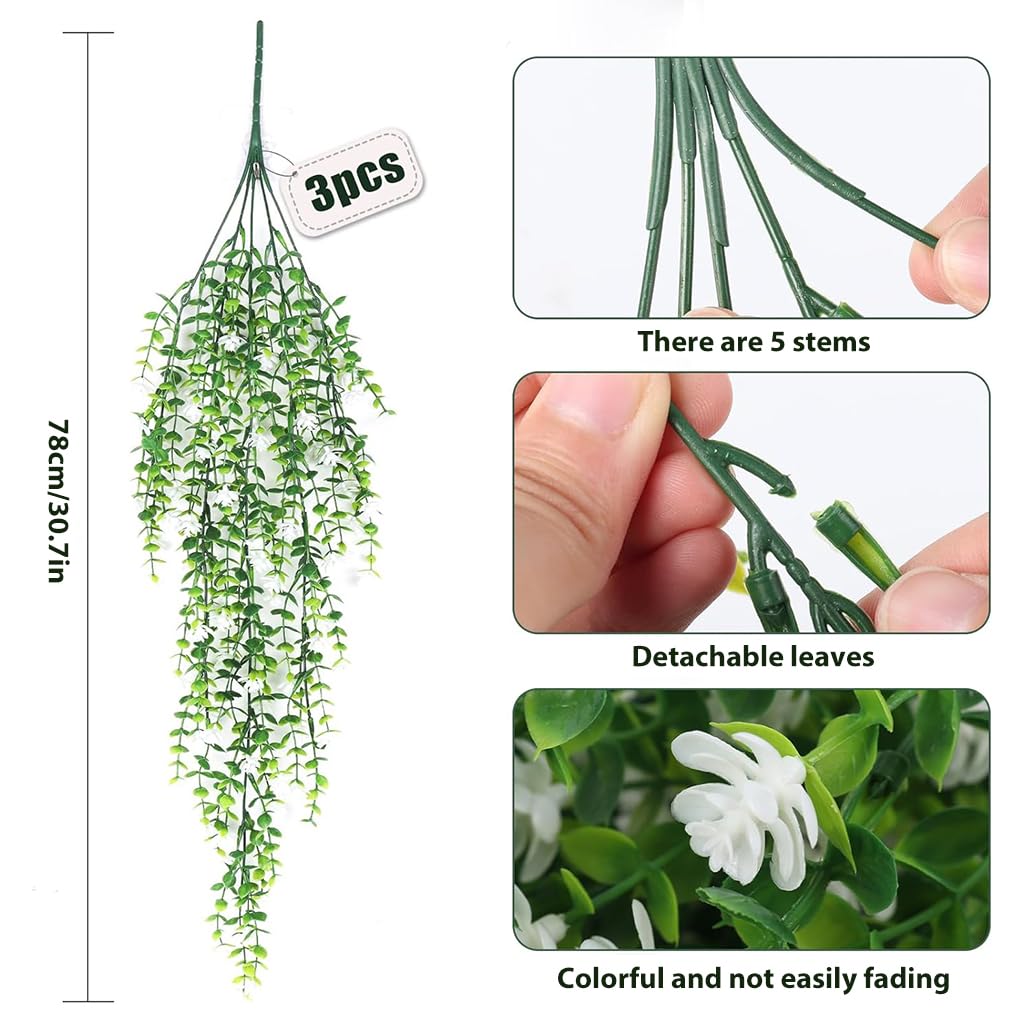 HASTHIP Artificial Hanging Plants for Home Decor featuring UV Resistant Eucalyptus Vines 30.7 in | Easy Care Greenery