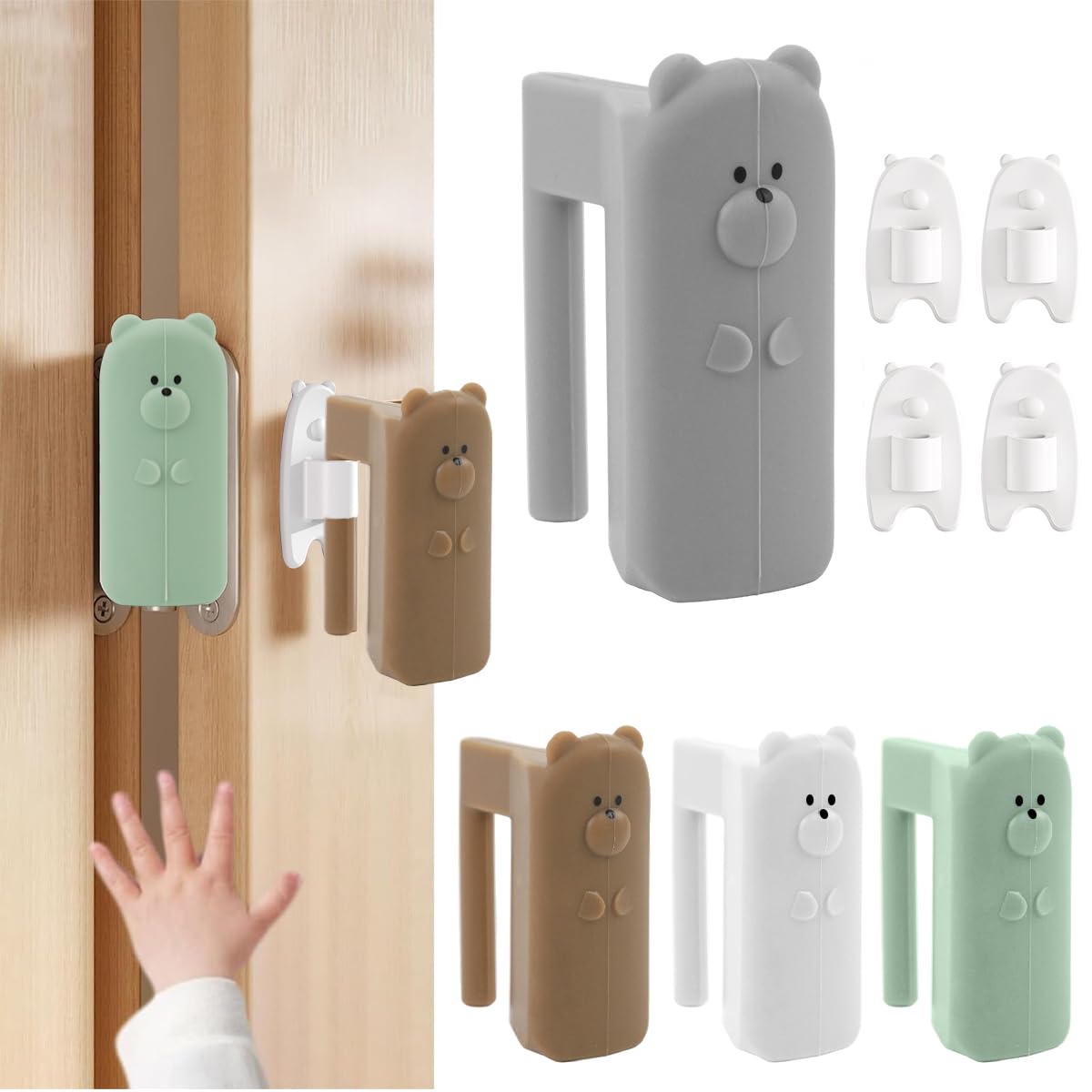 HASTHIP® 4 Piezas Protectores de Bisagras de Puerta Silicona para Bebés,Tope Antipellizco Infantil,Diseño Dibujos Animados Protector Extraíble y Reutilizable Seguridad en el Hogar