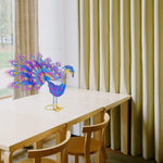 HASTHIP Peacock Decoration for Home and Garden featuring 38cm Wrought Iron Art Showpiece