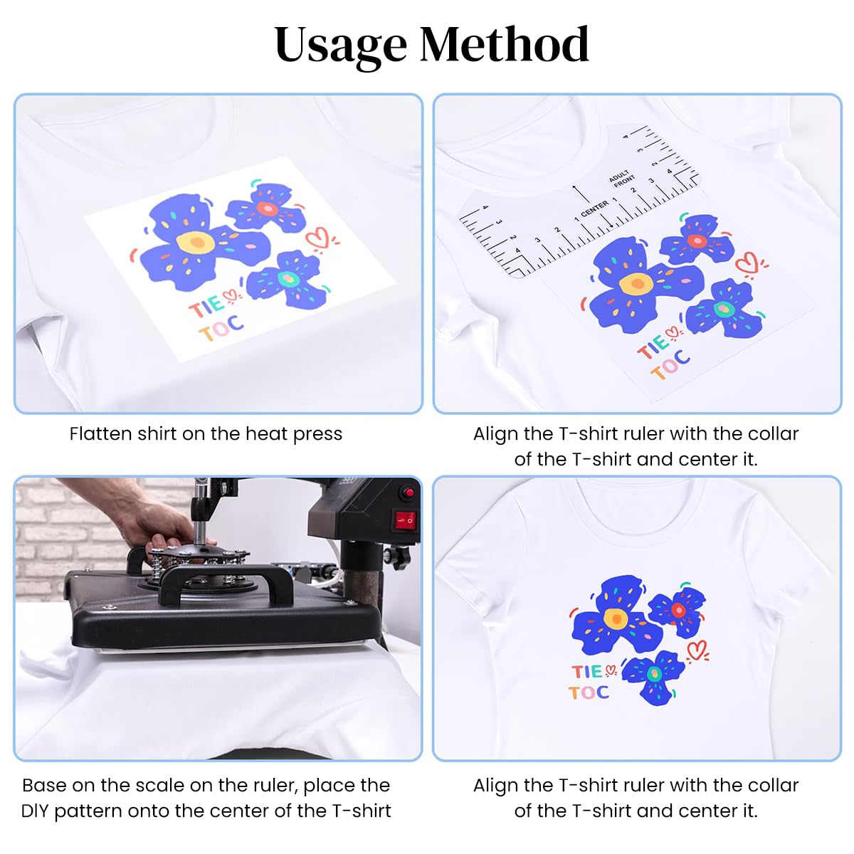 HASTHIP Tshirt Ruler Guide for Vinyl Alignment featuring Transparent PVC | 16PCS Set