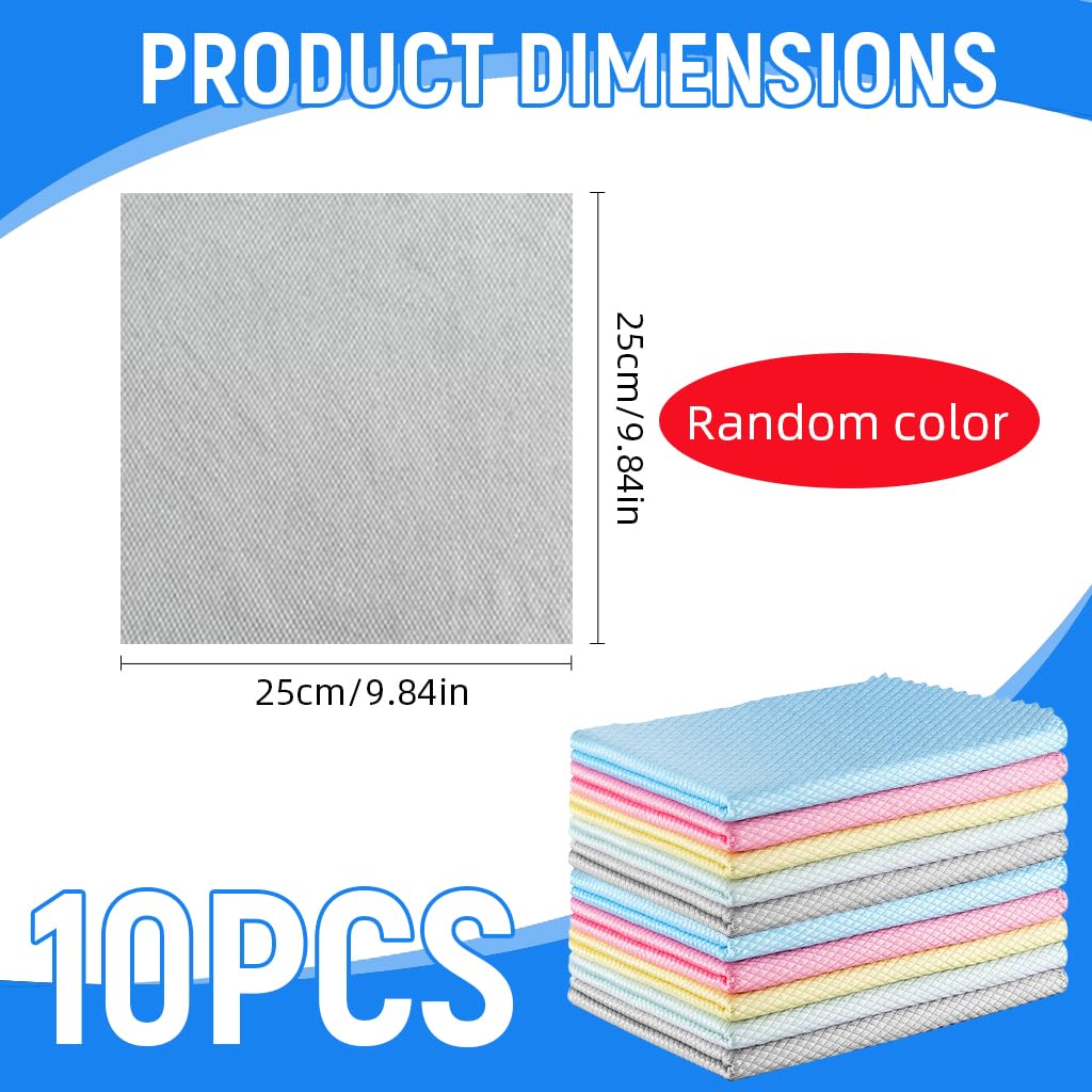 HASTHIP Kitchen Dish Cloth for Wet and Dry Cleaning with Streak-Free Polyester | Pack of 10 25x25cm Reusable Cloths