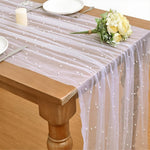 HASTHIP Table Runner for Weddings and Parties with Pearl Embellished Lace 80x300cm | Elegant Sheer Dining Decor