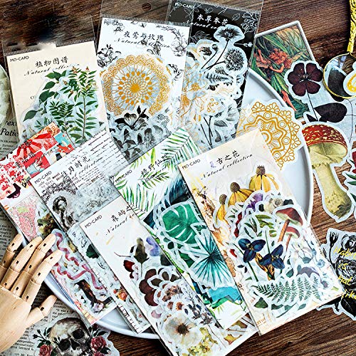 HASTHIP Vintage Ephemera Pack for Scrapbooking with 60 Pcs Self Adhesive Floral Stickers | Card and Notebook Decoration