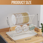 HASTHIP Dish Drying Rack for Kitchen with 2 Tier X Shaped Design and Stainless Steel | Foldable White Drainer with Drainboard